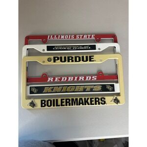 NCAA License Plate Frame Lot Purdue Boilermakers UCF Knights Illinois State 3pc